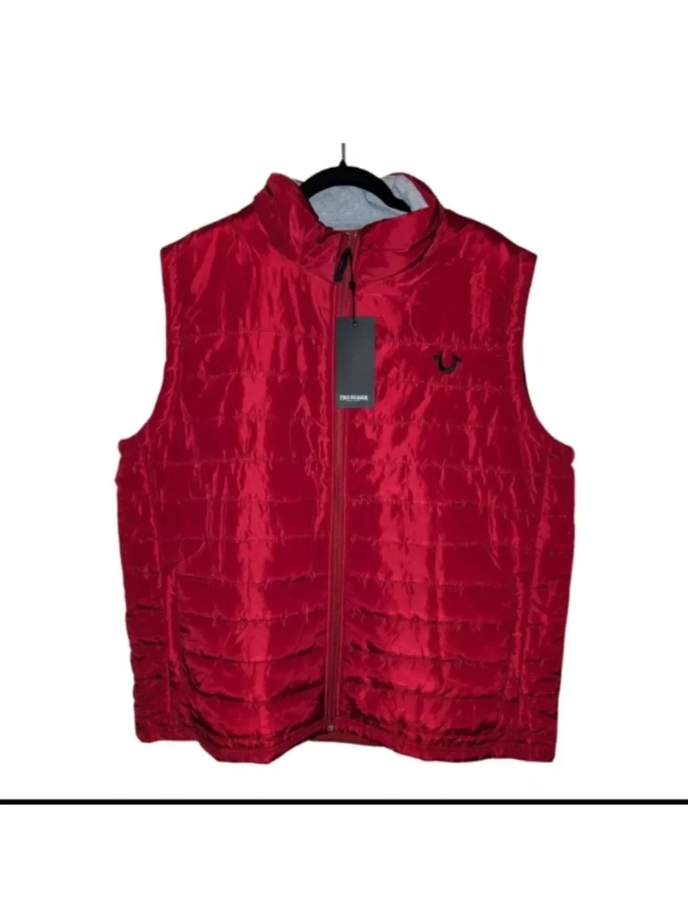 NEW True Religion Men’s Red Dahlia Quilted Full Zip HS Puffer Vest XL $149